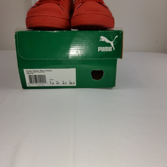 PUMA Suede Mens classic Mono Reptile High-Risk Red-Puma Sliver (8.5)  LowTop EUC - Picture 6 of 10